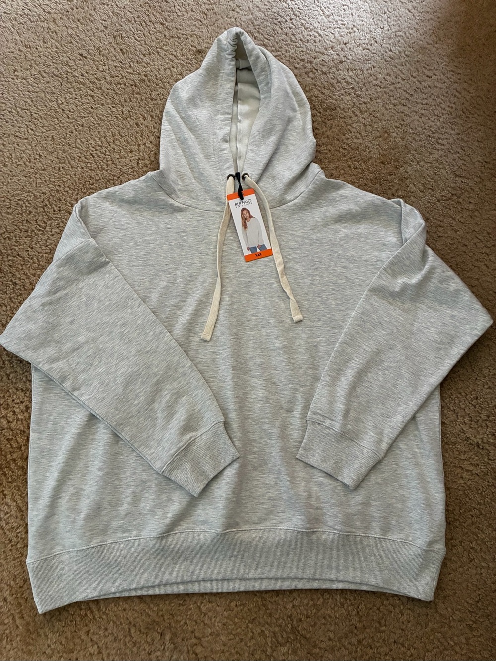 Buffalo David Bitton Light Gray Hooded Pullover Sweatshirt
